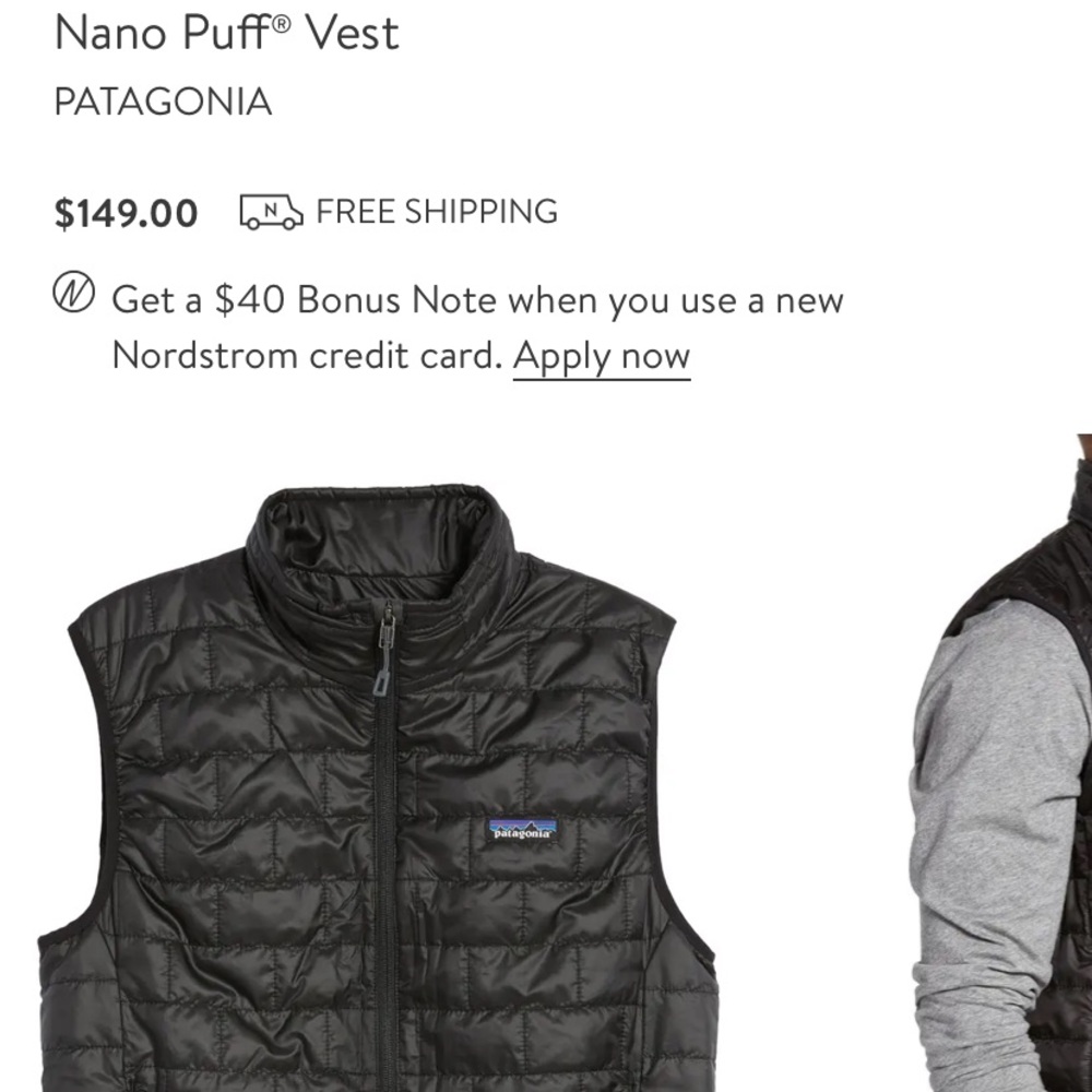Patagonia Nano Puff Black Zip Up Vest.